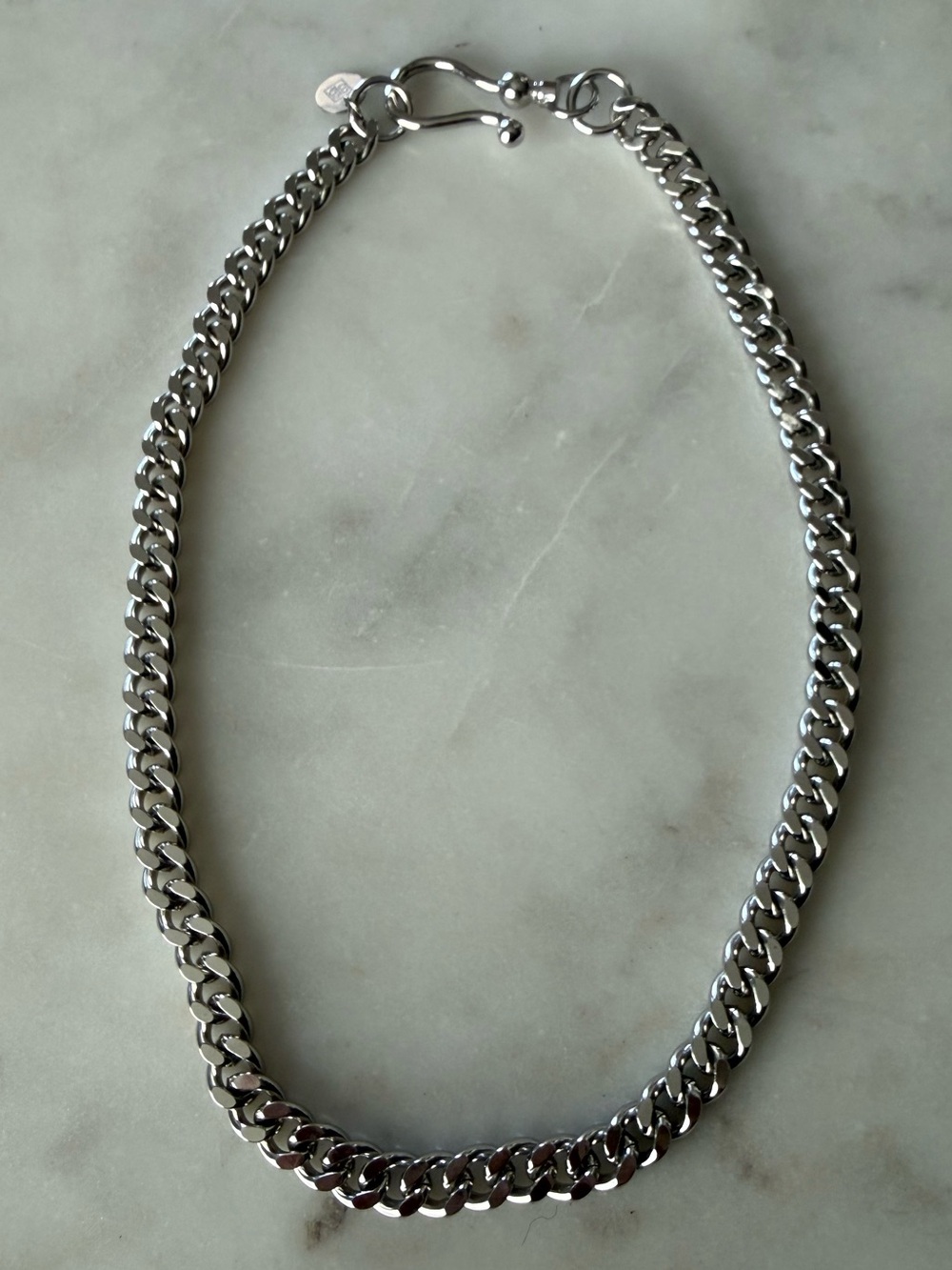 B.B. Lila Silver Chunky Cuban Chain Necklace New
